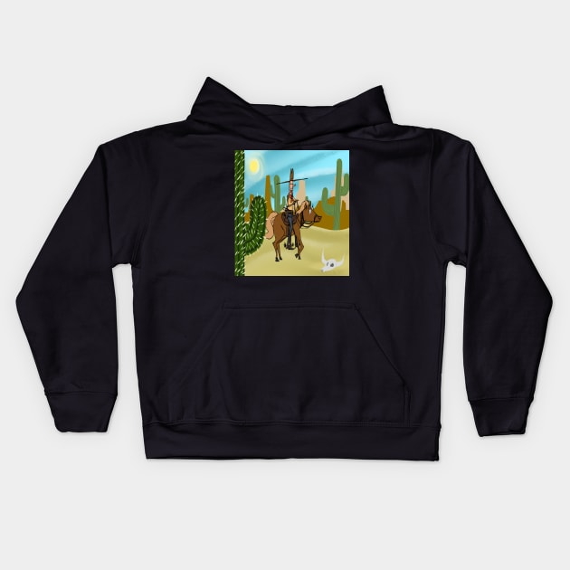 cactus cowboy Kids Hoodie by JayWillDraw